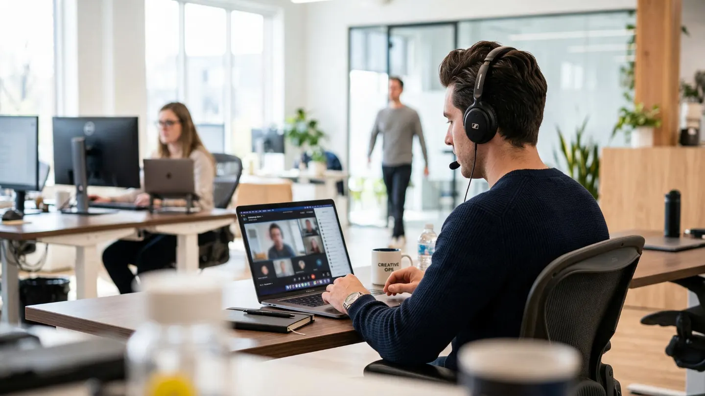 Thrillantic entertainment marketing consultant on a video call, preparing a venue review